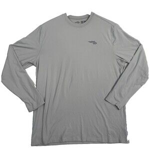 Reel Life Performance Fishing Shirt Mens Medium Gray Long Sleeve UPF Stretch Tee